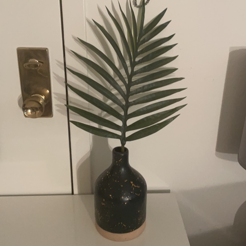 Dark teal‎ and gold vase